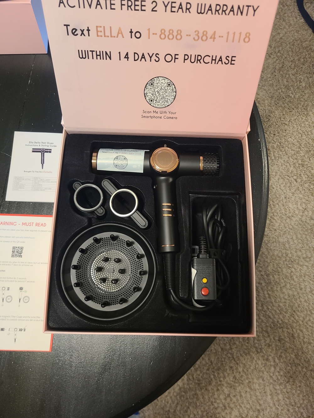 ELLA BELLA Professional Ionic Hair Dryer with Diffuser